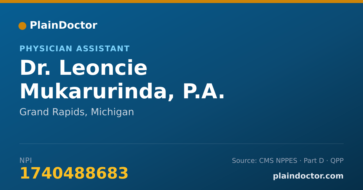 Shareable card for Leoncie Mukarurinda, P.A. - Physician Assistant, Grand Rapids, MI