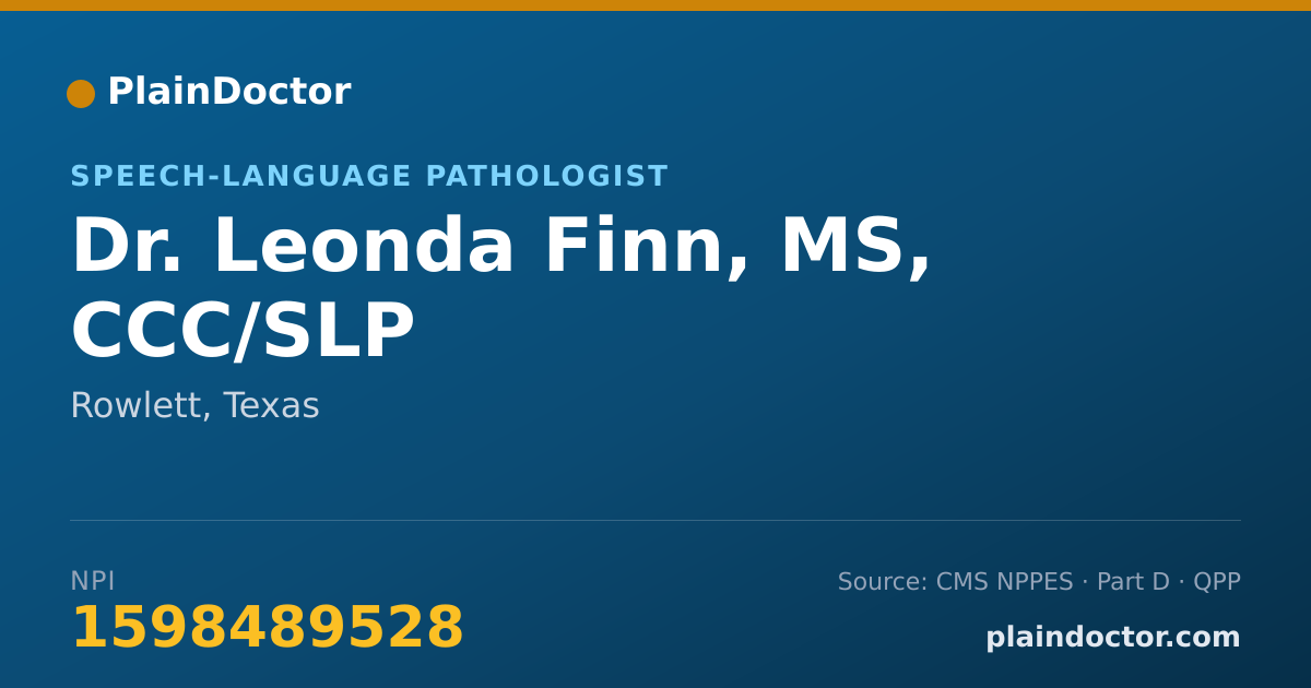 Shareable card for Leonda Finn, MS, CCC/SLP - Speech-Language Pathologist, Rowlett, TX