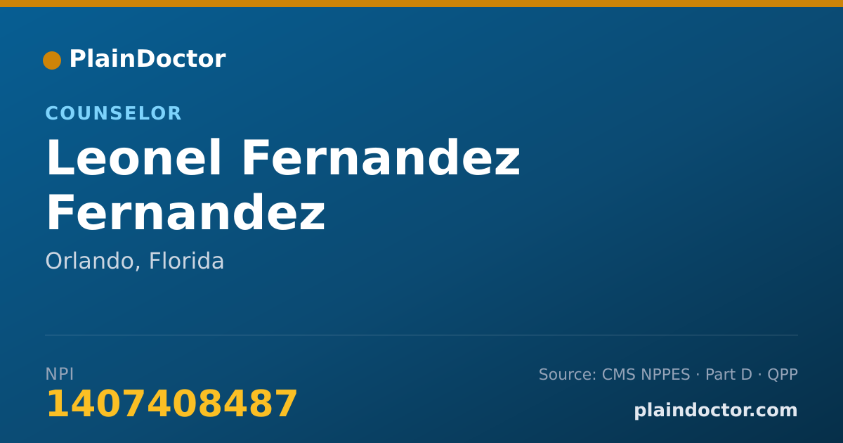 Shareable card for Leonel Fernandez Fernandez - Counselor, Orlando, FL