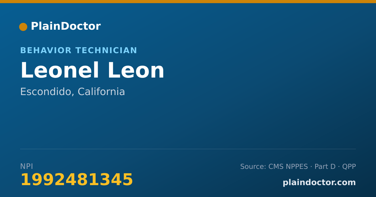 Shareable card for Leonel Leon - Behavior Technician, Escondido, CA