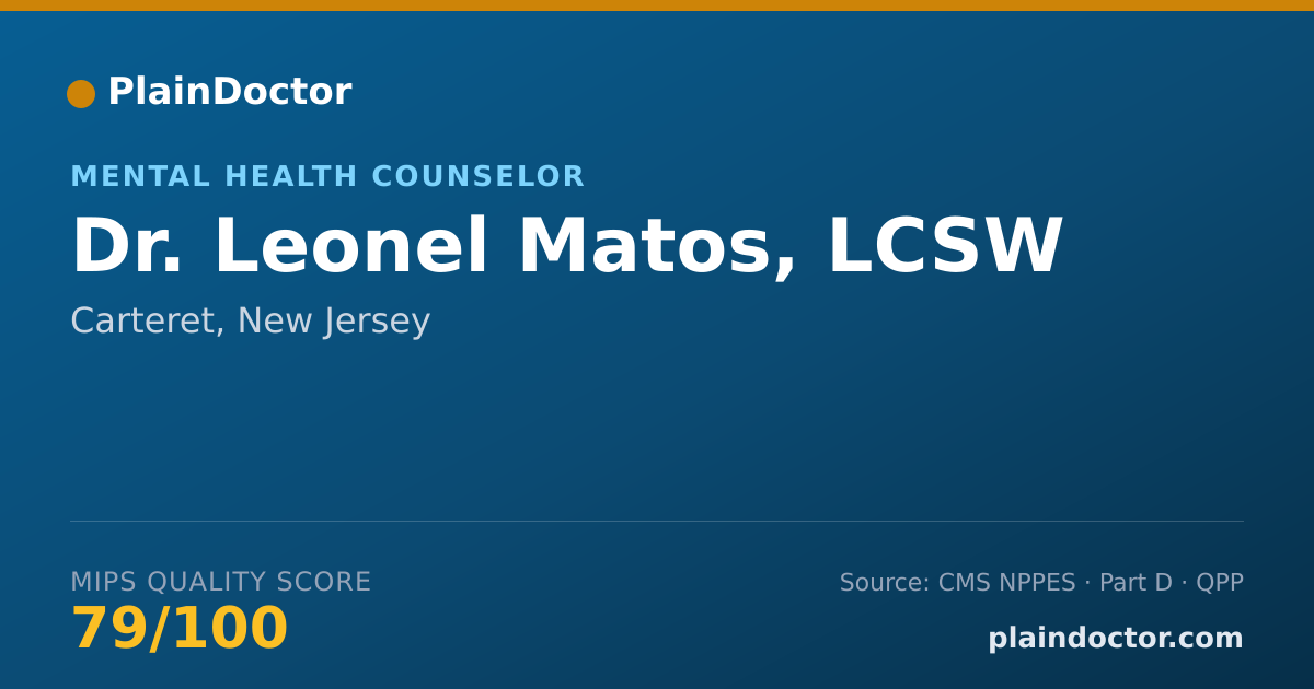 Shareable card for Leonel Matos, LCSW - Mental Health Counselor, Carteret, NJ