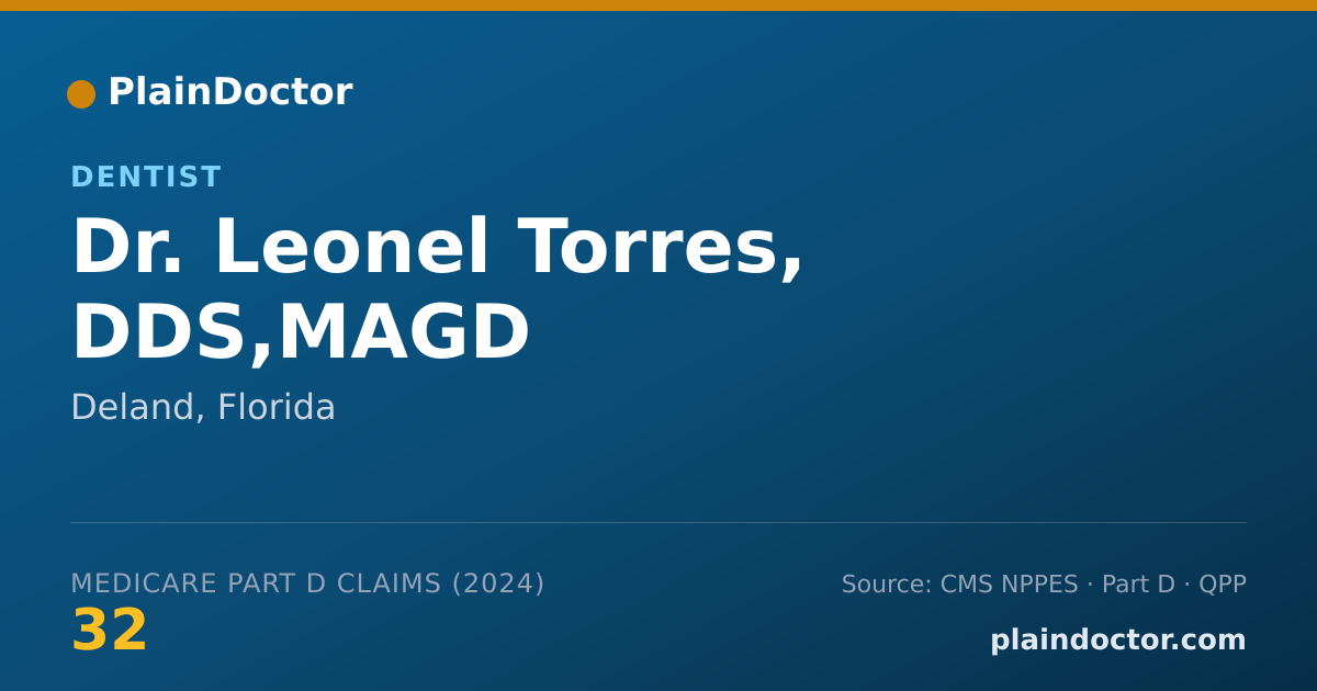 Shareable card for Leonel Torres, DDS,MAGD - Dentist, Deland, FL