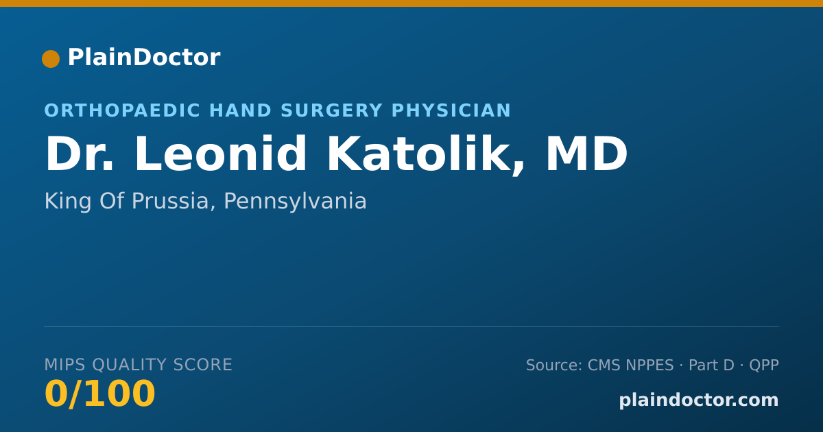 Shareable card for Leonid Katolik, MD - Orthopaedic Surgery Physician, King Of Prussia, PA