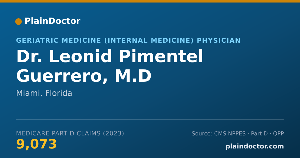 Shareable card for Leonid Pimentel Guerrero, M.D - Geriatric Medicine (Internal Medicine) Physician, Miami, FL
