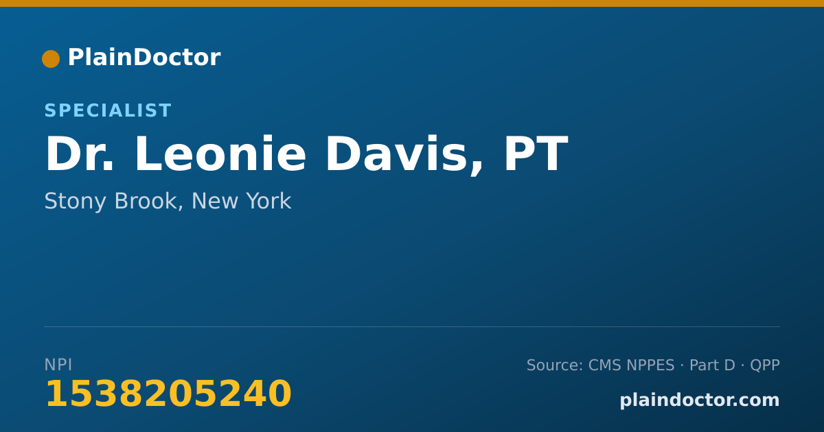 Shareable card for Leonie Davis, PT - Specialist, Stony Brook, NY