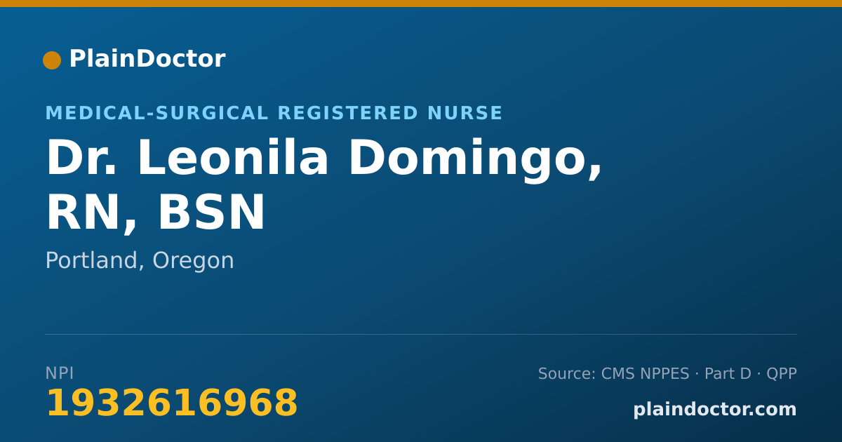Shareable card for Leonila Domingo, RN, BSN - Medical-Surgical Registered Nurse, Portland, OR