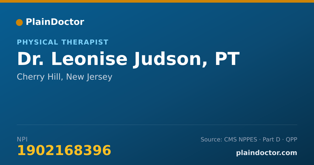 Shareable card for Leonise Judson, PT - Physical Therapist, Cherry Hill, NJ