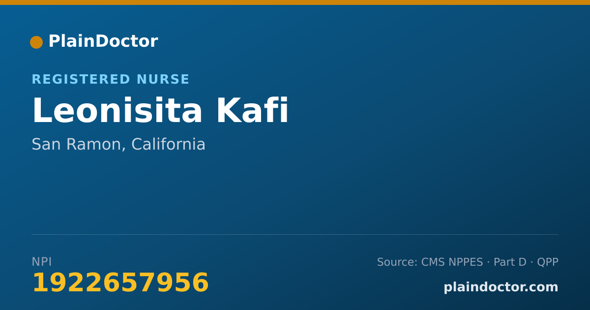Shareable card for Leonisita Kafi - Registered Nurse, San Ramon, CA