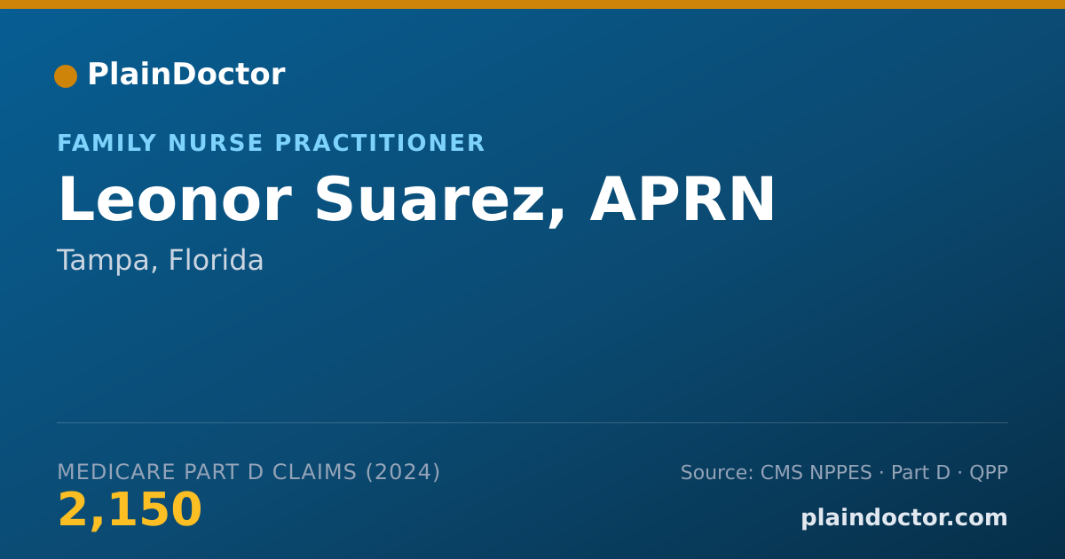 Shareable card for Leonor Suarez, APRN - Family Nurse Practitioner, Tampa, FL