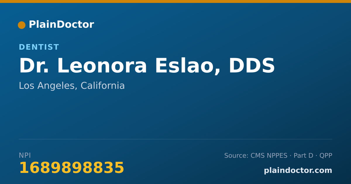 Shareable card for Leonora Eslao, DDS - Dentist, Los Angeles, CA