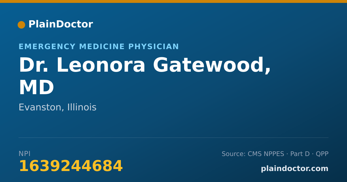 Shareable card for Leonora Gatewood, MD - Emergency Medicine Physician, Evanston, IL