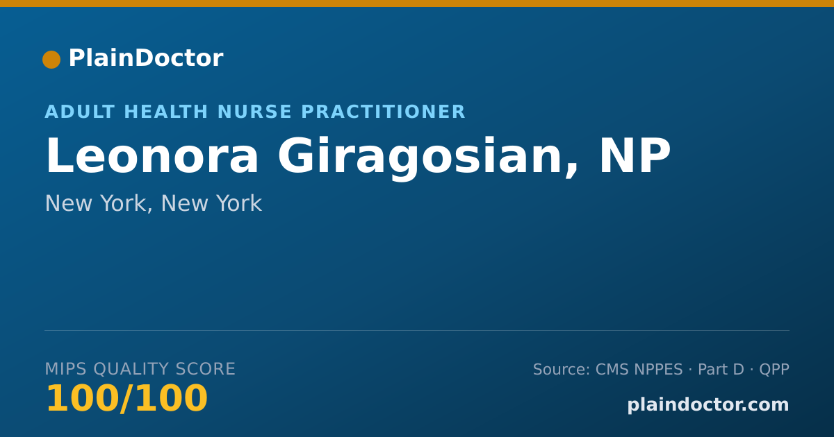 Shareable card for Leonora Giragosian, NP - Adult Health Nurse Practitioner, New York, NY