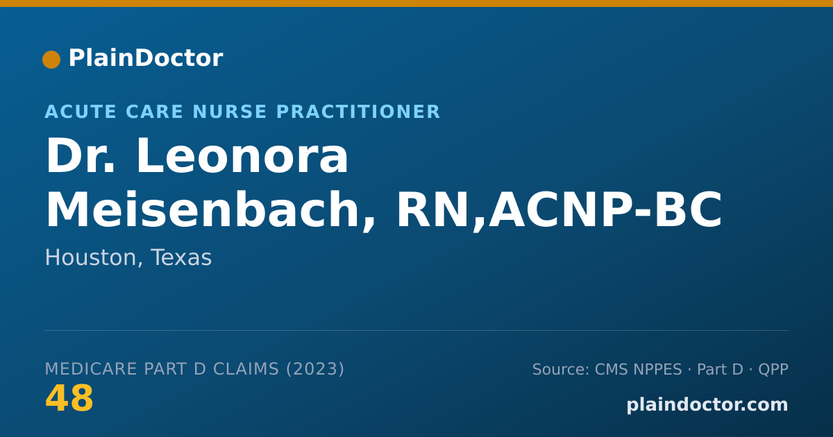 Shareable card for Leonora Meisenbach, RN,ACNP-BC - Acute Care Nurse Practitioner, Houston, TX