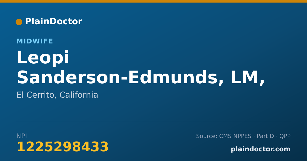 Shareable card for Leopi Sanderson-Edmunds, LM, CPM - Midwife, El Cerrito, CA