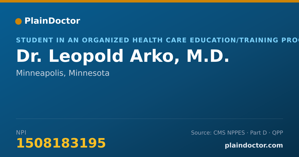 Shareable card for Leopold Arko, M.D. - Student in an Organized Health Care Education/Training Program, Minneapolis, MN