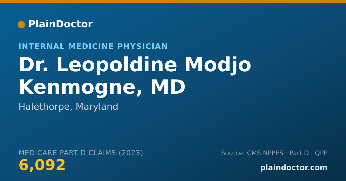 Shareable card for Leopoldine Modjo Kenmogne, MD - Internal Medicine Physician, Halethorpe, MD