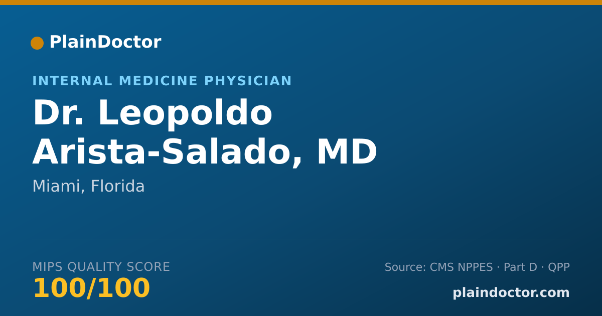 Shareable card for Leopoldo Arista-Salado, MD - Internal Medicine Physician, Miami, FL