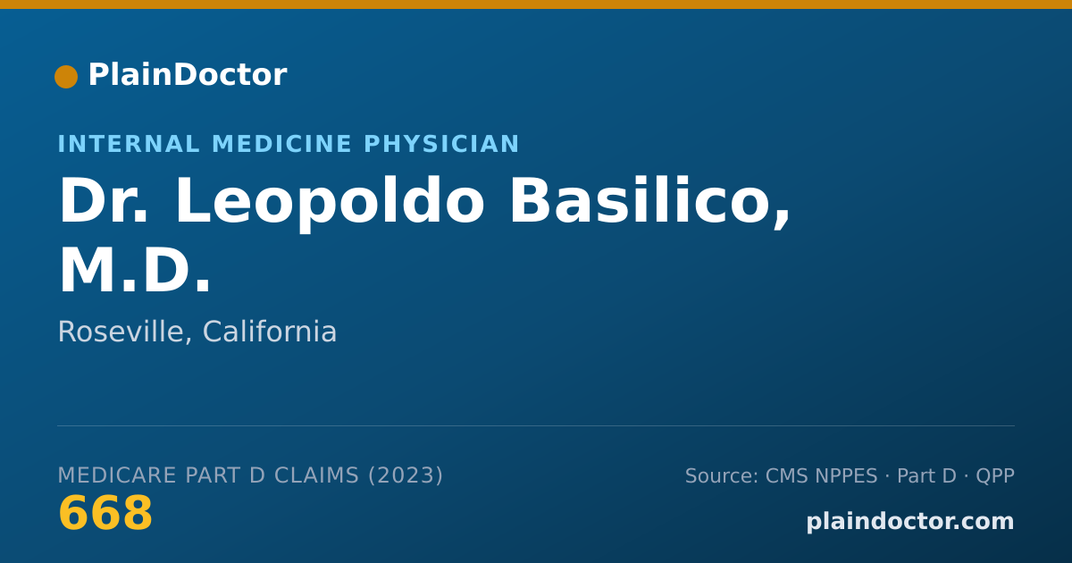 Shareable card for Leopoldo Basilico, M.D. - Internal Medicine Physician, Roseville, CA