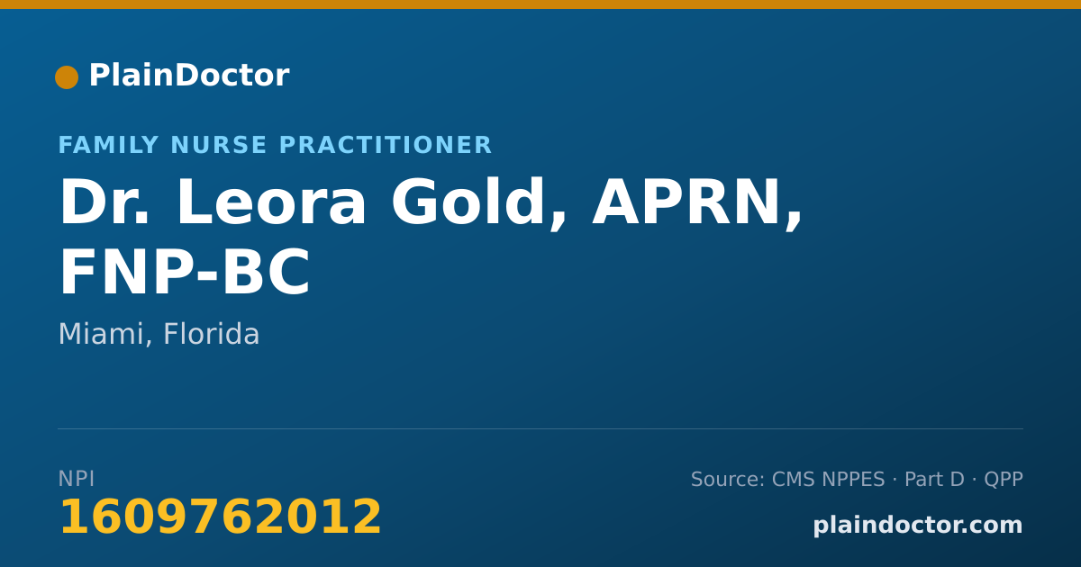 Shareable card for Leora Gold, APRN, FNP-BC - Family Nurse Practitioner, Miami, FL