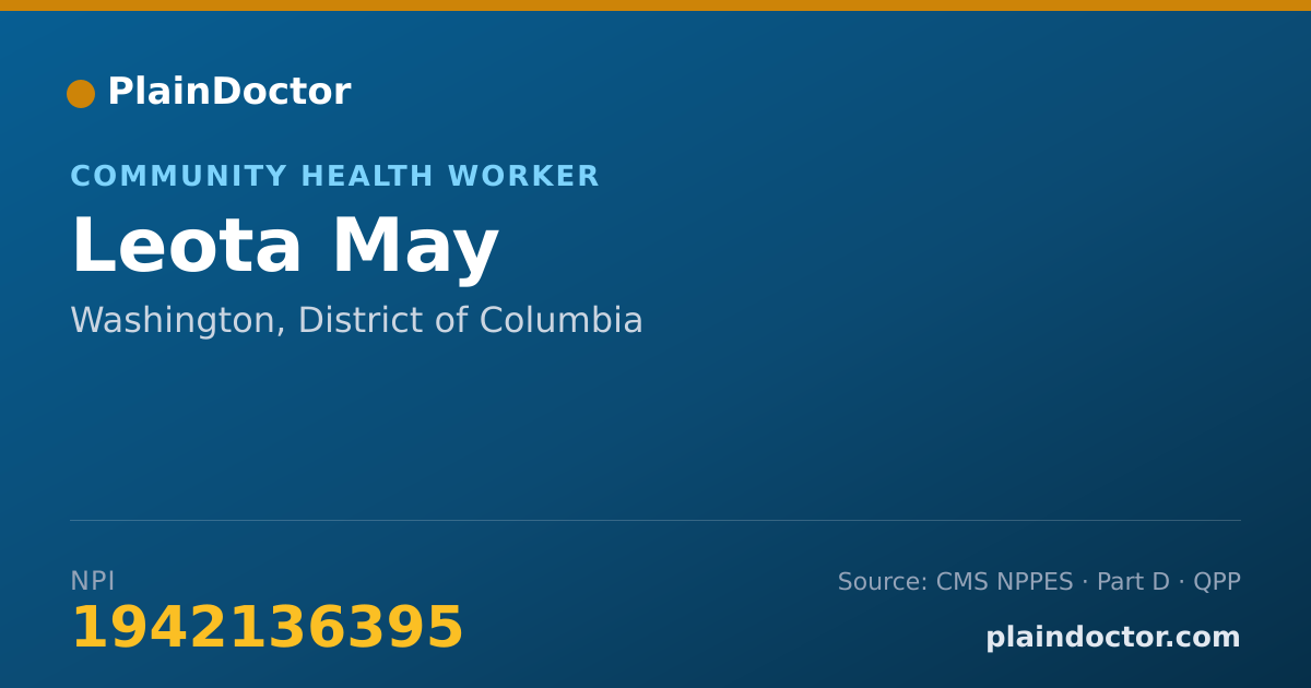 Shareable card for Leota May - Community Health Worker, Washington, DC