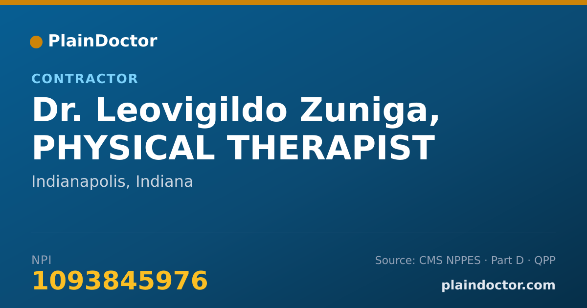 Shareable card for Leovigildo Zuniga, PHYSICAL THERAPIST - Contractor, Indianapolis, IN