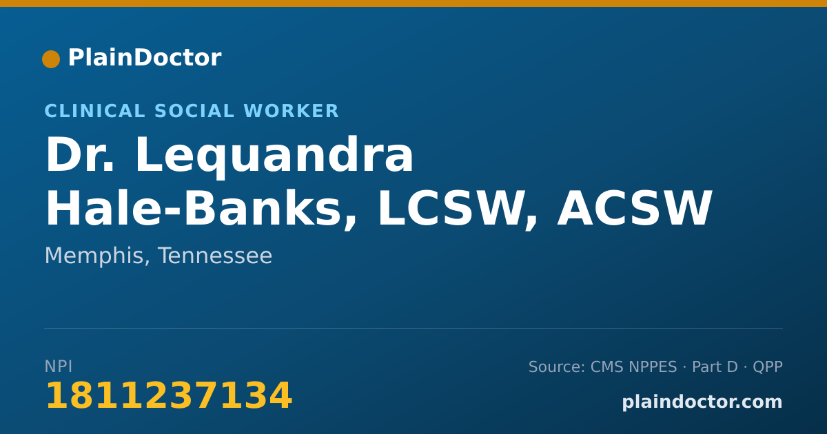 Shareable card for Lequandra Hale-Banks, LCSW, ACSW - Clinical Social Worker, Memphis, TN