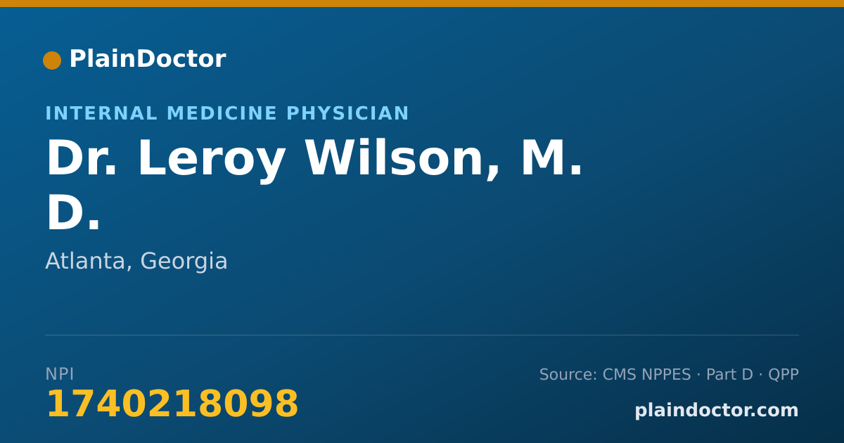 Shareable card for Leroy Wilson, M. D. - Internal Medicine Physician, Atlanta, GA