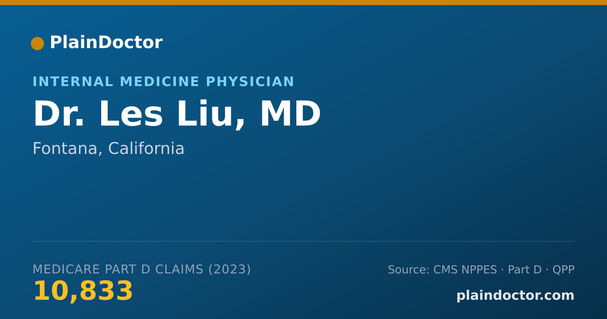 Shareable card for Les Liu, MD - Internal Medicine Physician, Fontana, CA