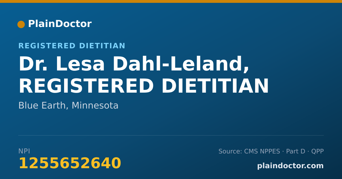 Shareable card for Lesa Dahl-Leland, REGISTERED DIETITIAN - Registered Dietitian, Blue Earth, MN