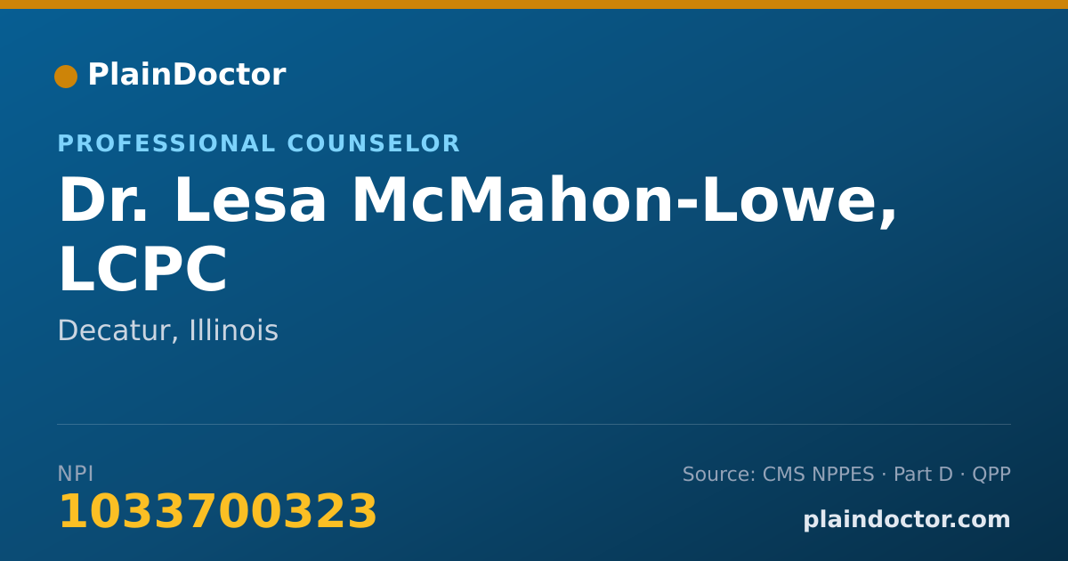 Shareable card for Lesa McMahon-Lowe, LCPC - Professional Counselor, Decatur, IL