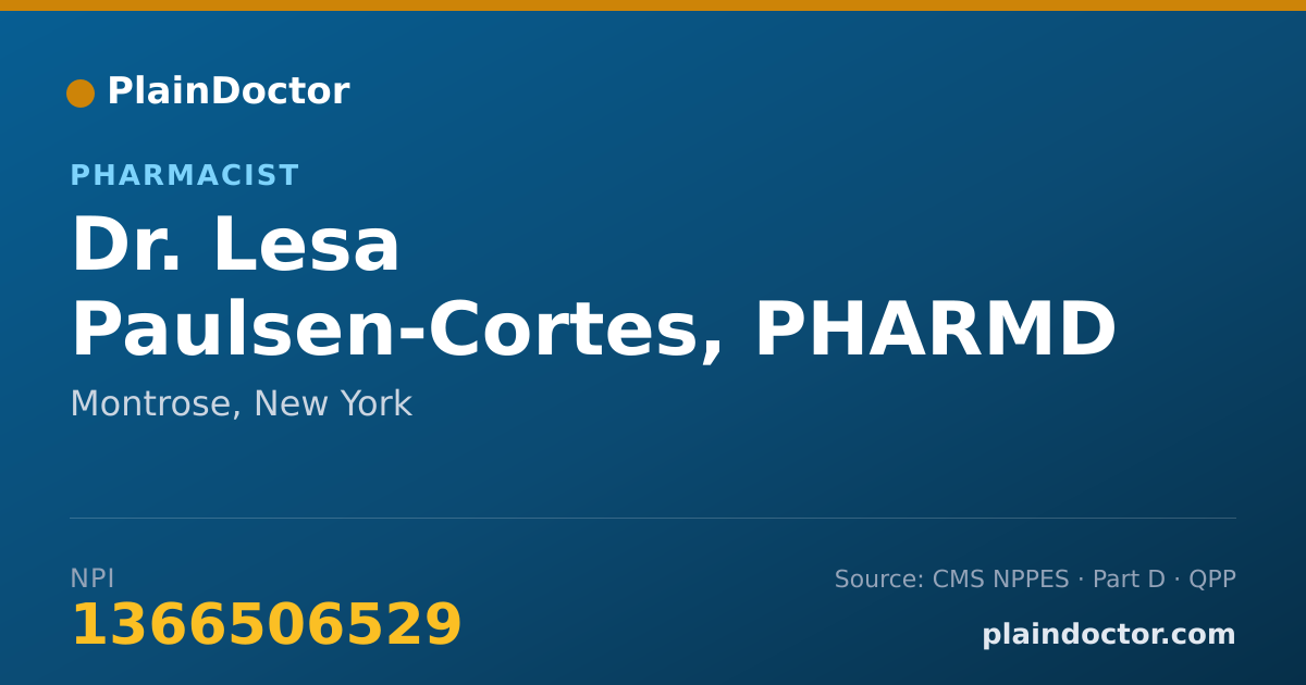 Shareable card for Lesa Paulsen-Cortes, PHARMD - Pharmacist, Montrose, NY