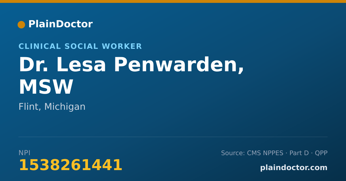 Shareable card for Lesa Penwarden, MSW - Clinical Social Worker, Flint, MI