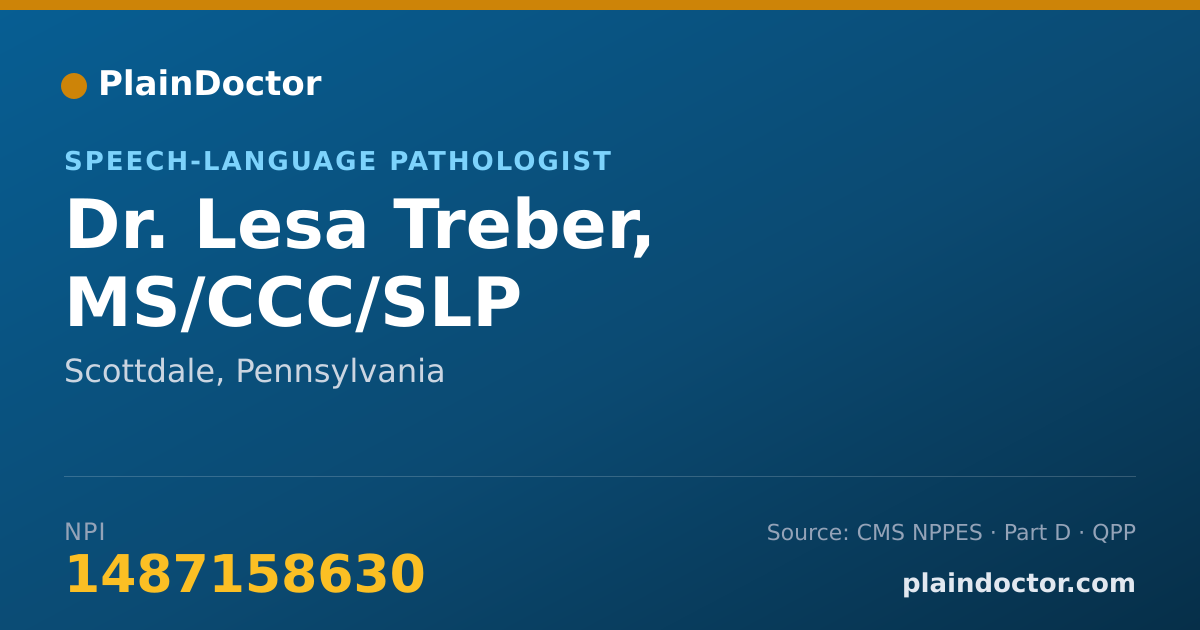 Shareable card for Lesa Treber, MS/CCC/SLP - Speech-Language Pathologist, Scottdale, PA