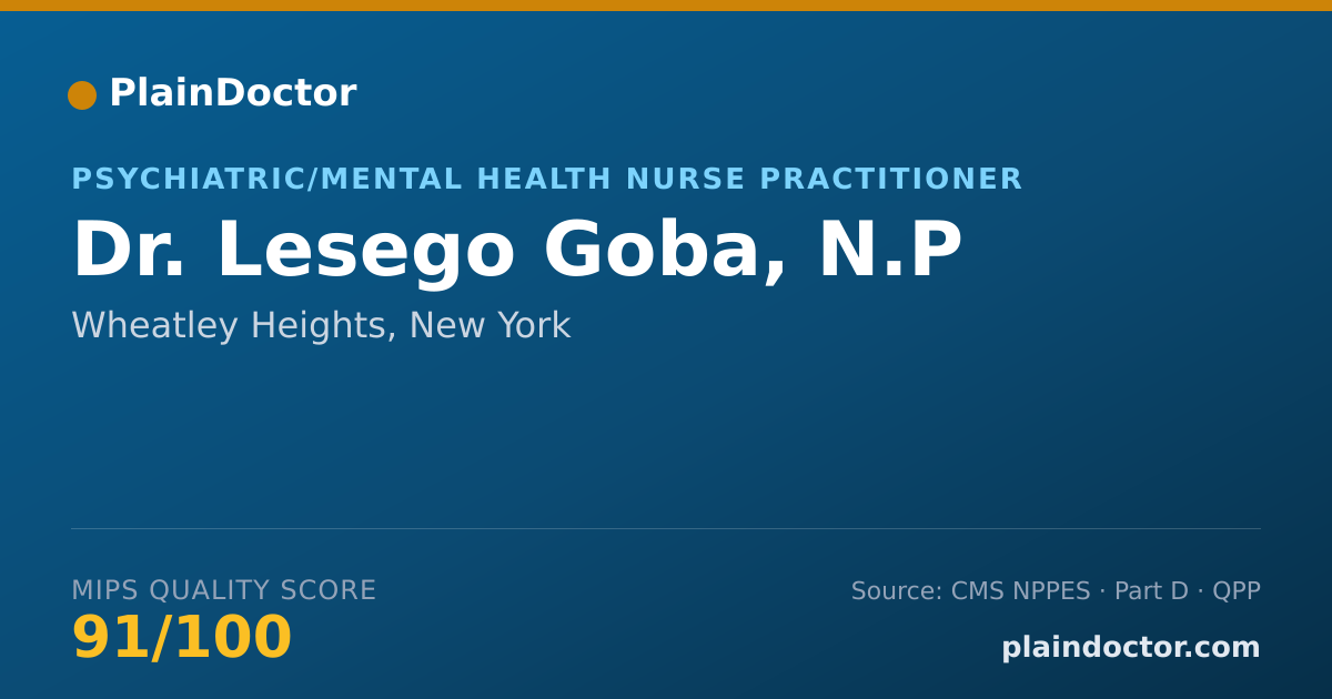 Shareable card for Lesego Goba, N.P - Psychiatric/Mental Health Nurse Practitioner, Wheatley Heights, NY