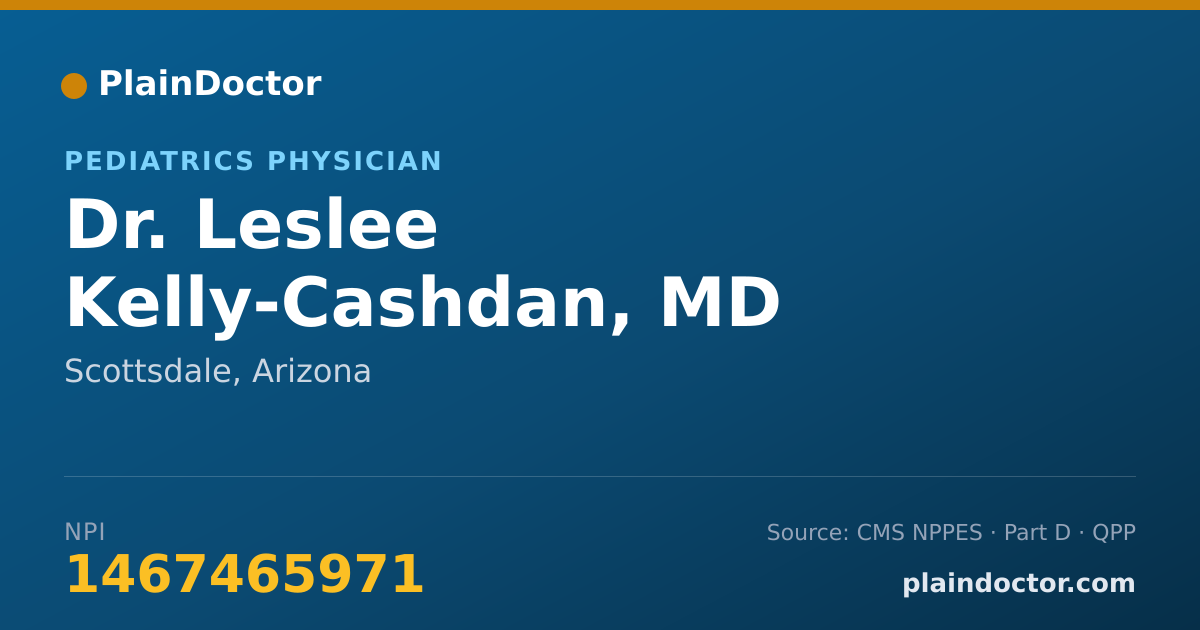 Shareable card for Leslee Kelly-Cashdan, MD - Pediatrics Physician, Scottsdale, AZ