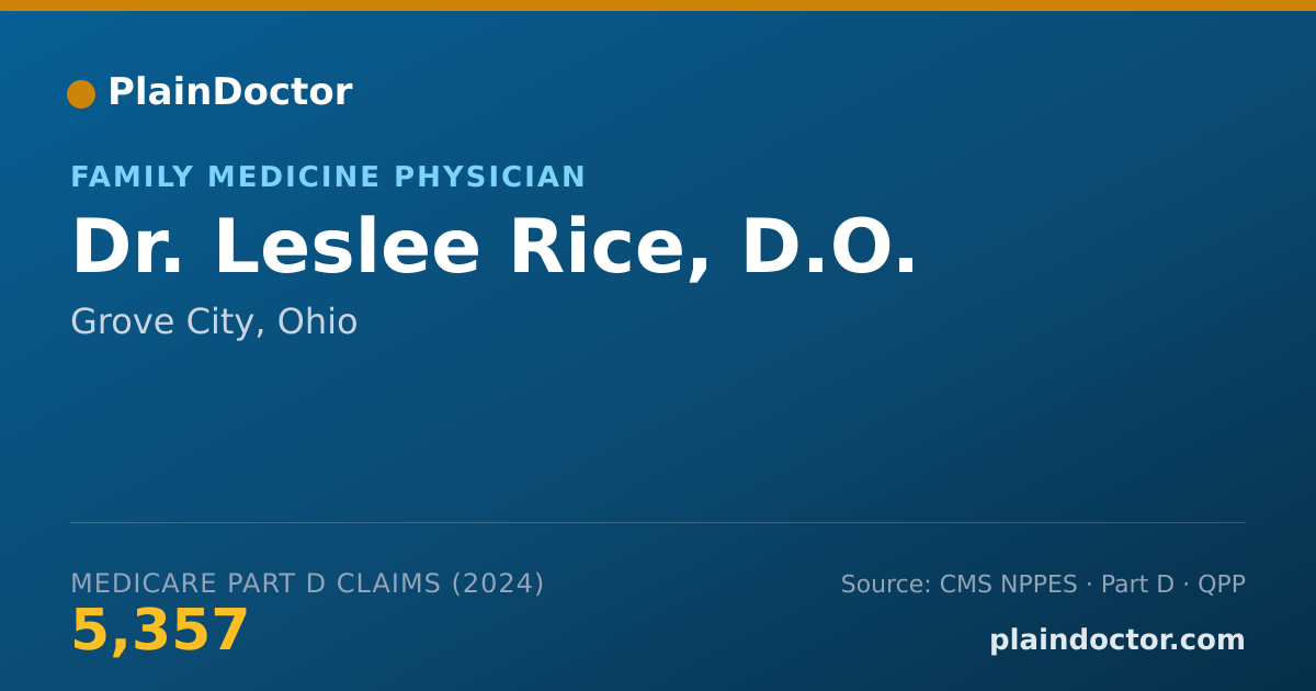 Shareable card for Leslee Rice, D.O. - Family Medicine Physician, Grove City, OH