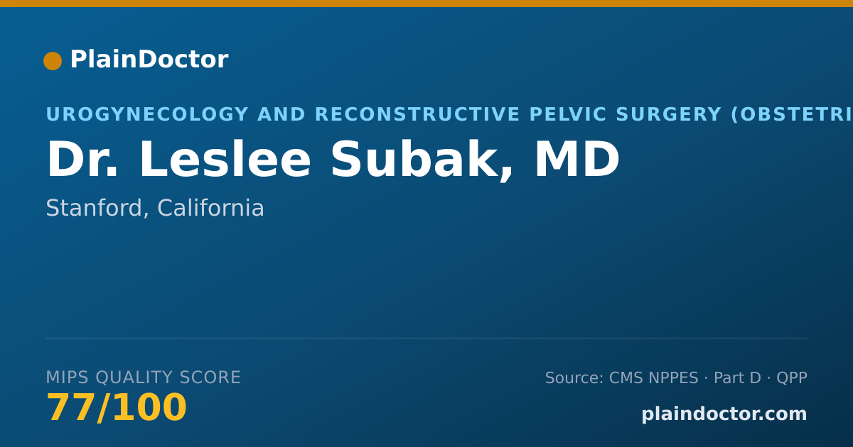 Shareable card for Leslee Subak, MD - Urogynecology and Reconstructive Pelvic Surgery (Obstetrics & Gynecology) Physician, Stanford, CA