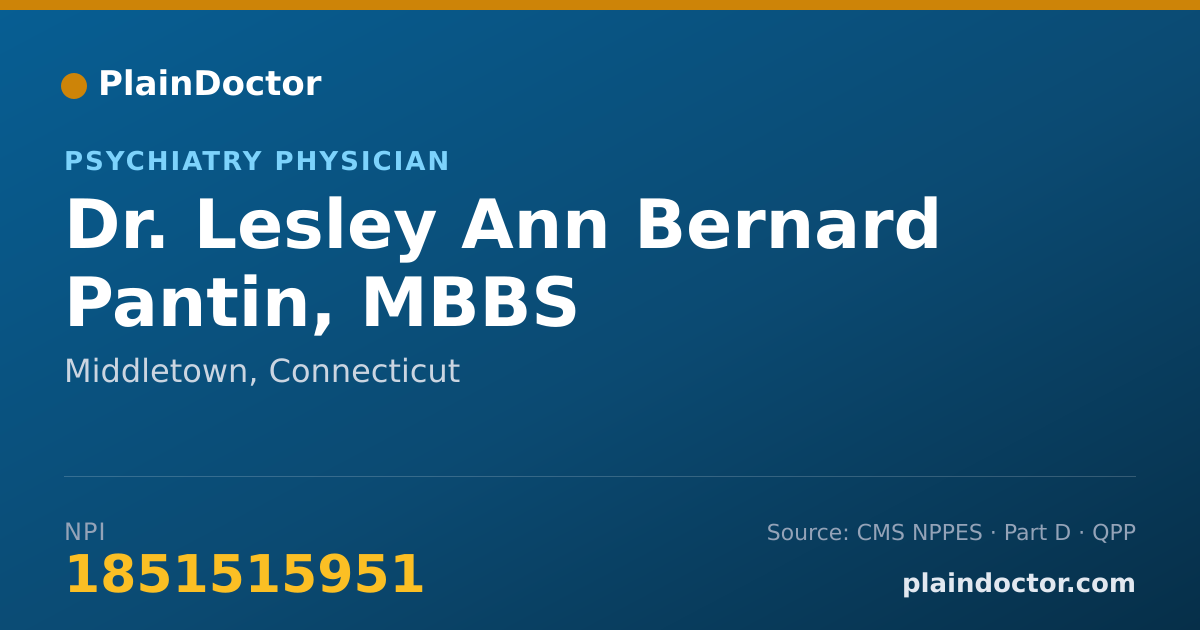Shareable card for Lesley Ann Bernard Pantin, MBBS - Psychiatry Physician, Middletown, CT