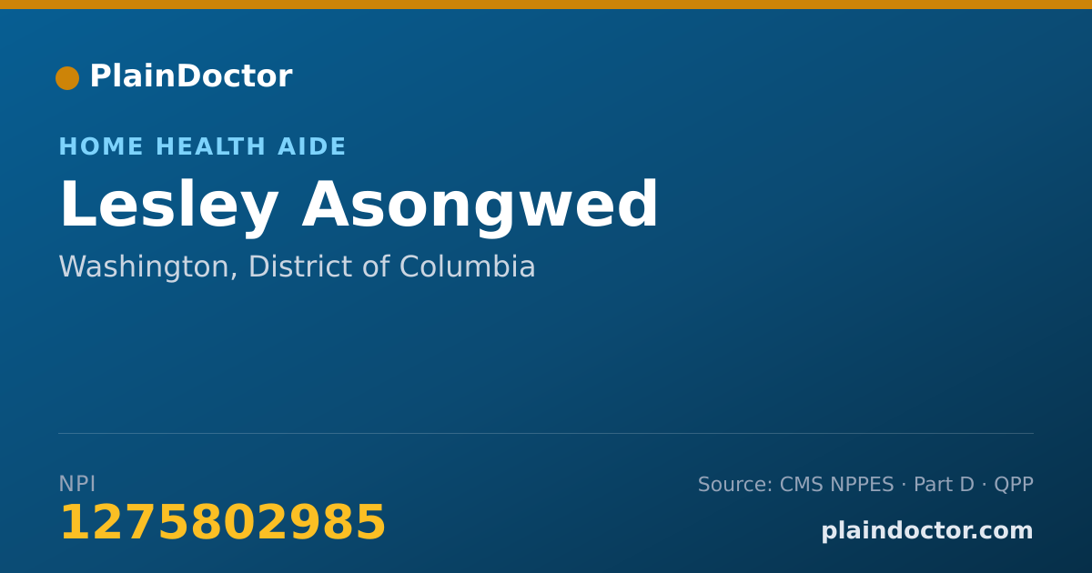 Shareable card for Lesley Asongwed - Home Health Aide, Washington, DC