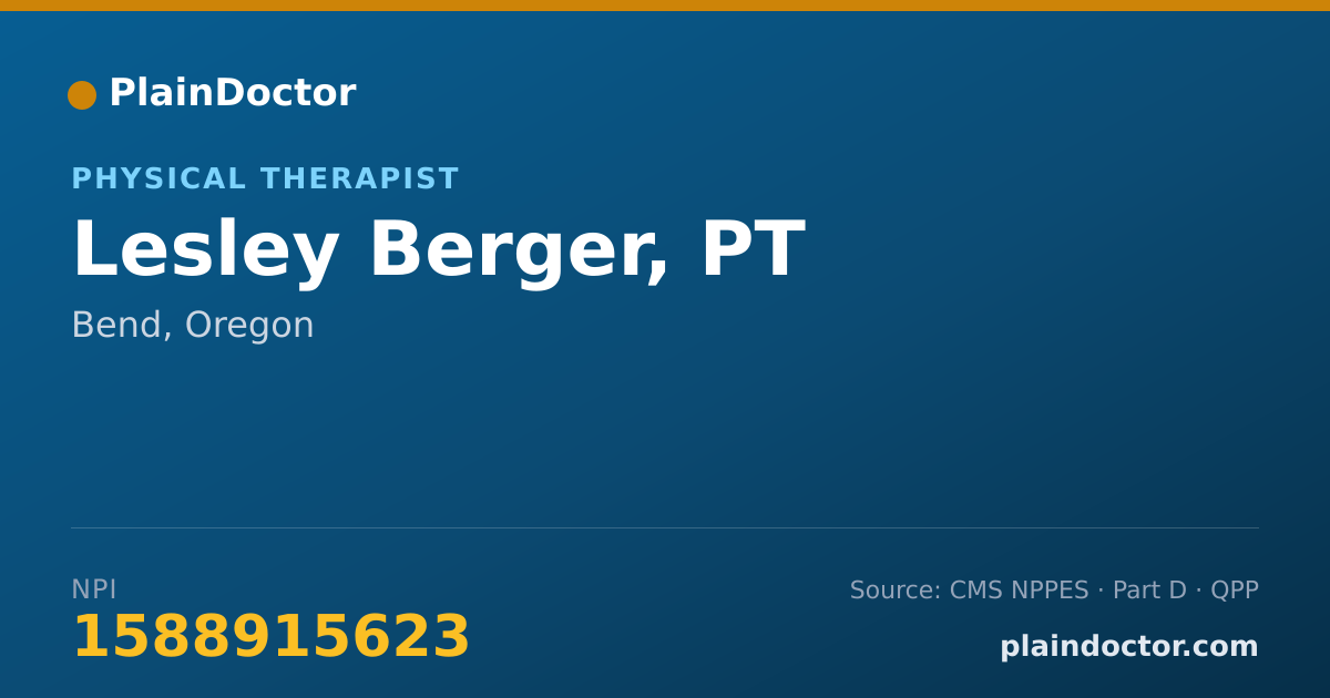 Shareable card for Lesley Berger, PT - Physical Therapist, Bend, OR