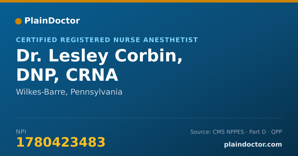 Shareable card for Lesley Corbin, DNP, CRNA - Certified Registered Nurse Anesthetist, Wilkes-Barre, PA