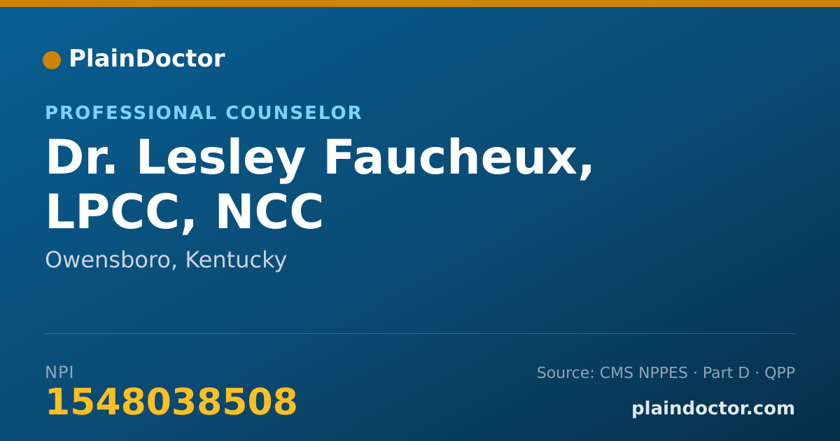 Shareable card for Lesley Faucheux, LPCC, NCC - Professional Counselor, Owensboro, KY