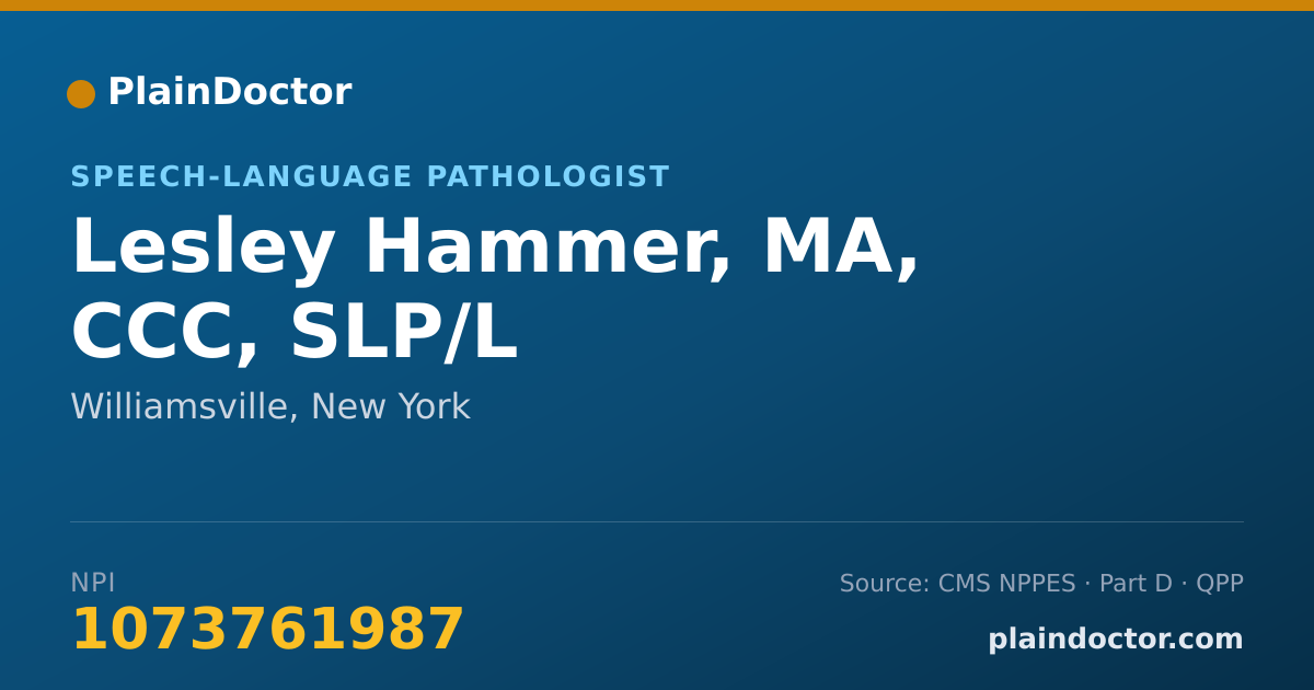 Shareable card for Lesley Hammer, MA, CCC, SLP/L - Speech-Language Pathologist, Williamsville, NY