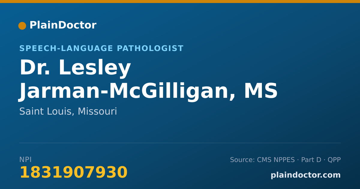 Shareable card for Lesley Jarman-McGilligan, MS CCC-SLP - Speech-Language Pathologist, Saint Louis, MO