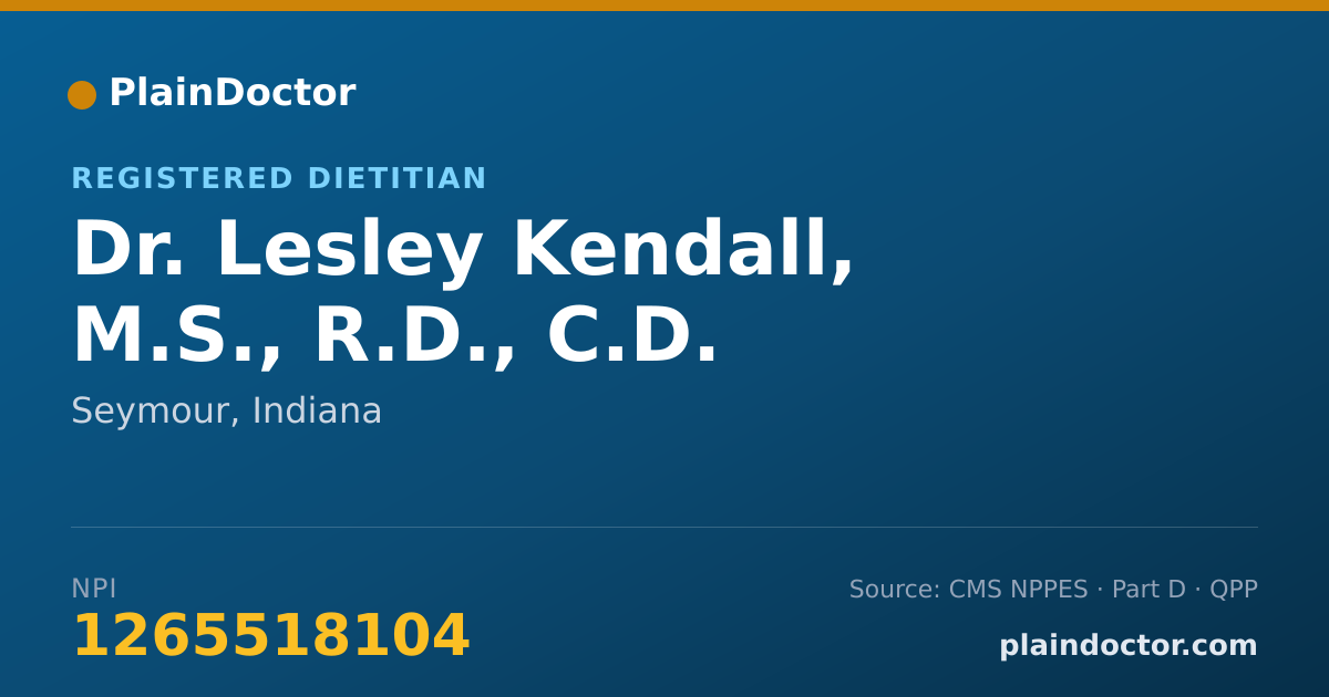Shareable card for Lesley Kendall, M.S., R.D., C.D. - Registered Dietitian, Seymour, IN