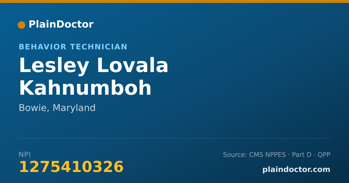 Shareable card for Lesley Lovala Kahnumboh - Behavior Technician, Bowie, MD