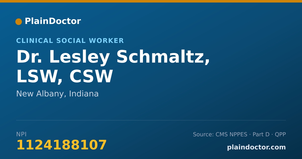 Shareable card for Lesley Schmaltz, LSW, CSW - Clinical Social Worker, New Albany, IN