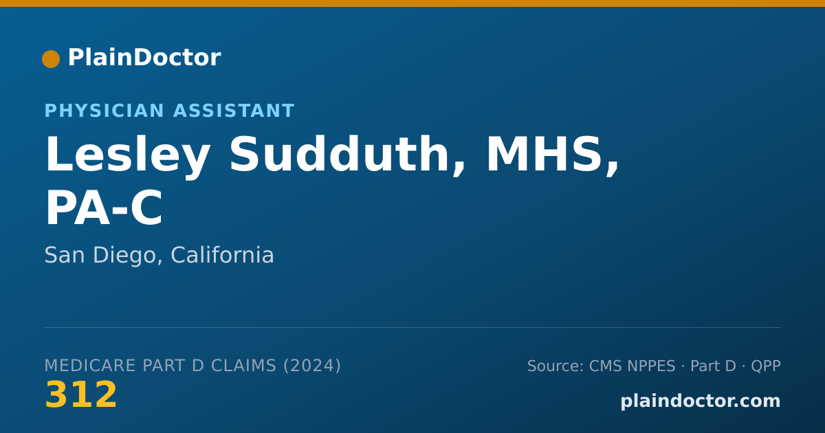 Shareable card for Lesley Sudduth, MHS, PA-C - Physician Assistant, San Diego, CA
