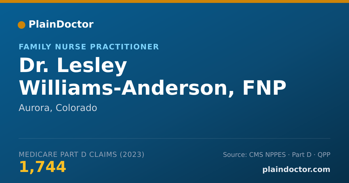 Shareable card for Lesley Williams-Anderson, FNP - Family Nurse Practitioner, Aurora, CO