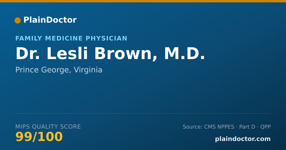 Shareable card for Lesli Brown, M.D. - Family Medicine Physician, Prince George, VA